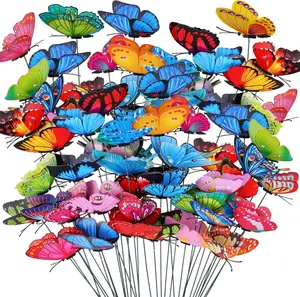 Colorful Artificial Garden Butterflies Stakes Patio Butterfly Ornaments On Sticks Garden Decorations Simulation Butterfly