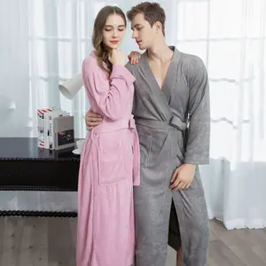 Unisex Towel Bathrobe, Available in Plus & Regular Sizes, Short Kimono Style, Super Absorbent Spa Bathrobe, Calf-Length with Pockets