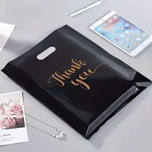 100pcs Reusable Plastic Shopping Bags - Perfect For Thank You Gifts, Durable Retail Merchandise Bags for Gifts, Parties, Shops, Boutiques - Storage Bags with Easy Carry Handle, Convenient Portability