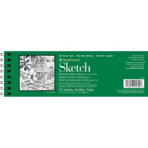 400 Series Sketch Pad, Recycled Paper, 3x9 inch, 50 Sheets - Artist Sketchbook for Drawing, Illustration, Art Class Students
