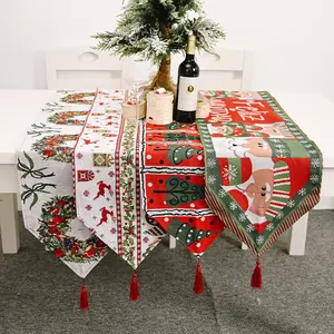 Christmas Family Decoration Knitted Cloth Table Runner, Creative Christmas Tablecloth, Home Decor, Festive Holiday Table Setting, Knitted Fabric