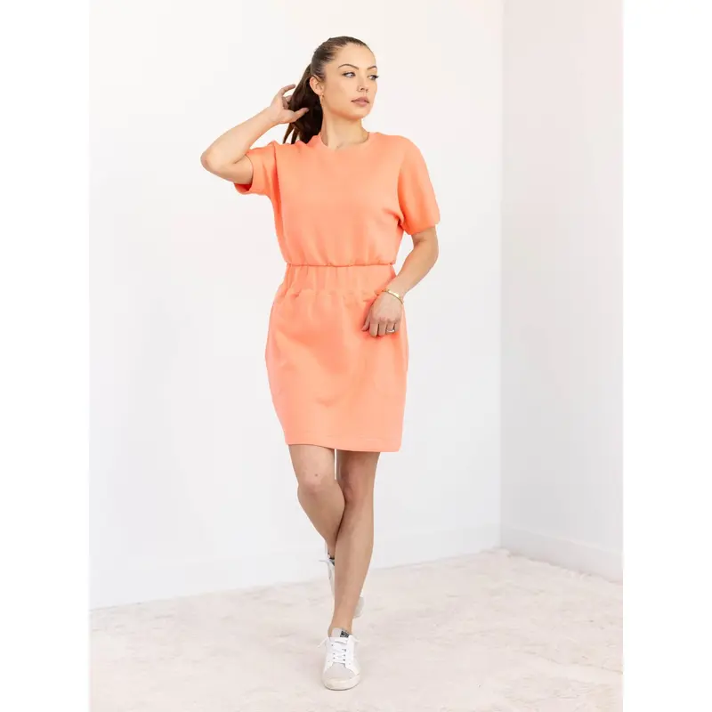 spanx orange dress AirEssentials Cinched T-Shirt Dress - Sunset Peach