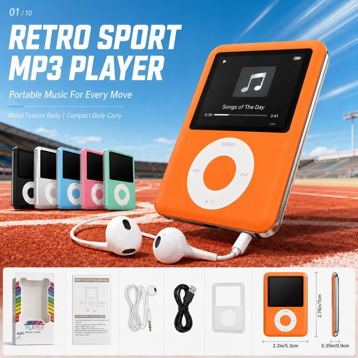 1 Portable MP3/MP4 Player | Built-in 4GB Memory | Lossless Audio, Multi-Format Decoding | Supports Video Playback, Ebooks, Image Browsing | LCD Screen, Alloy Body | Ideal for Offline Travel Reading and Music | Perfect Christmas Gift