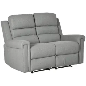 HOMCOM 2 Seater Recliner Sofa with Manual Pull Tab, Fabric Reclining Sofa, RV Couch, Home Seating, Gray