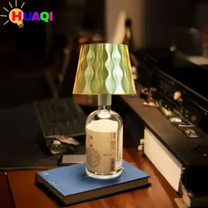 Water Ripple Bottle Table Lamp, Modern Simple Style, RGB Color Changing, Dimmable, USB Charging, LED Night Light for Bedroom Bedside