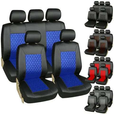 Car 5 Seat Covers Front Rear Full Set PU Leather Protector Cushion Pad Mat Decoration, Universal for Most Vehicle 4 Door 2 Row 5 Seats Daily Home Car - For Mother Father Lover Friend Christmas Valentine Gift, Car Seat Covers, Seat Belt Buckle