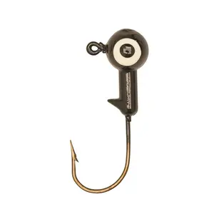 Eagle Claw Ball Head Fishing Jig – Black with White Eye, 1/8 oz (10-Pack), Sharp, Corrosion-Resistant Bronze Hook, Ideal for Panfish, Bass & Crappie