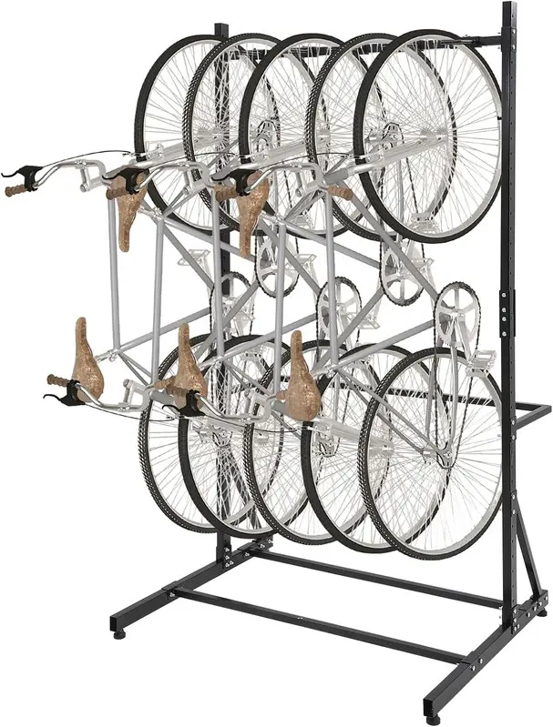 [GAOMON]Freestanding Bike Rack for 5 Bicycles, Vertical Bike Rack with 300 Lbs Capacity, Adjustable Height Indoor Bike Storage Rack, Black