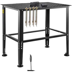 VEVOR Welding Table 36x 24, 800LBS Capacity Welding Workbench Table, Heavy-Duty Bench with 0.63 Fixture Holes and Non-slip Foot Pads for Welding Assembly Repair Works