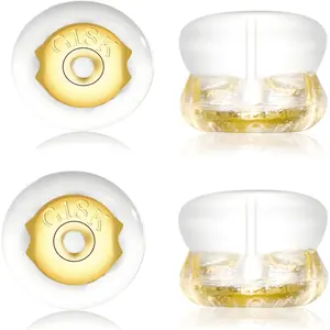 Earring Backs,18K Gold Silicone Earring Backs for Studs/Droopy Ears,Locking Secure Earring Backs for Heavy Earring,No-Irritate Hypoallergenice Soft Clear Earring Backs for Adults