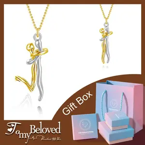 AS9978 Hug-Inspired Couple Necklace Love Embrace And Hug Includes Both Necklace Pendant Necklace Valentine's Day Anniversary Gift
