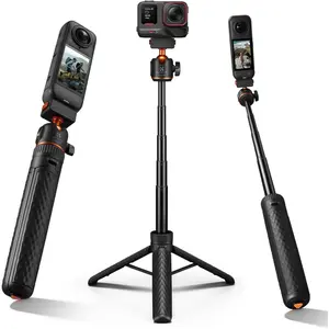 K&F CONCEPT Magnetic Quick Release Tripod Compatible with Insta360 Ace Pro 2, 26" Tap-Open Tripod 360° Ball Head Extension Rod Table Portable Handle Grip Selfie Stick for Insta360 X5, Vlogging Stand