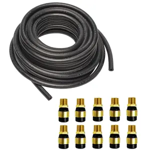 TORQUE Rubber Air Brake Hose 3/8" x 50-FT ROLL Black Replaces Continental 9003006 with 10 PCS 3/8" NPT Male Fittings Pneumatic Replacement Fittings for 3/8'' Rubber Hoses