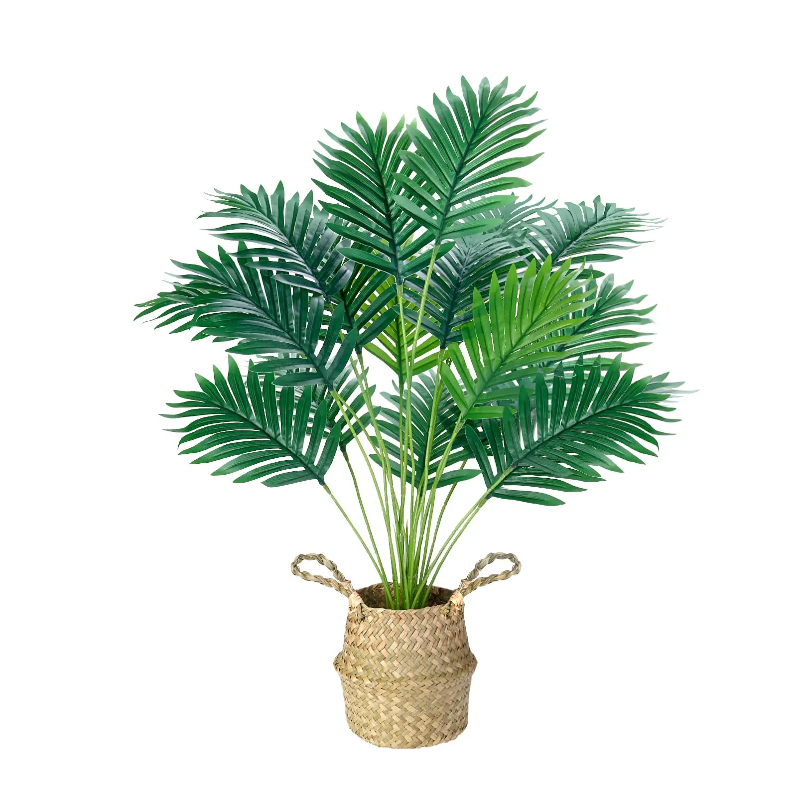 Der Rose 28-Inch Large Lifelike Fake Areca Palm Tree Artificial Plant - Plastic Potted Artificial Plant with Hand-Woven Basket, Balcony Indoor Outdoor Home Decor for Office, Porch, Artificial Plants