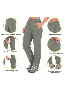 Women's Outdoor Quick-Dry Pants, Athletic Bottoms, Detachable Leg Design, Breathable Lightweight Durable, Ideal for Hiking Camping, Essential for Sports Enthusiasts