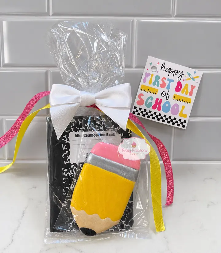 Back to School Pencil Cookie & Mini Composition Notebook Set