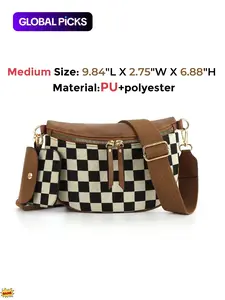 Women's Plaid Crossbody Bag with Coin Purse, Checkered Wallet, PU Leather Set, Fashionable Casual Multifunctional High-Quality Daily Work Bag