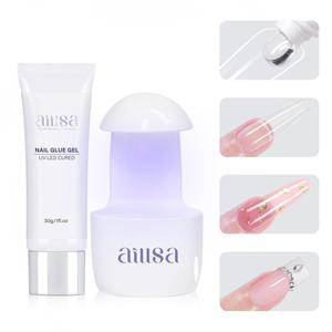 Aillsa StayPut Solid Nail Glue Gel, Mini UV Lamp for Press On Nails, Nail Tips and Acrylic Nails Long-Lasting Strong Adhesion Solid Gel Nail Art DIY Home, UV Light Cured Needed Tiktokshopblackfriday