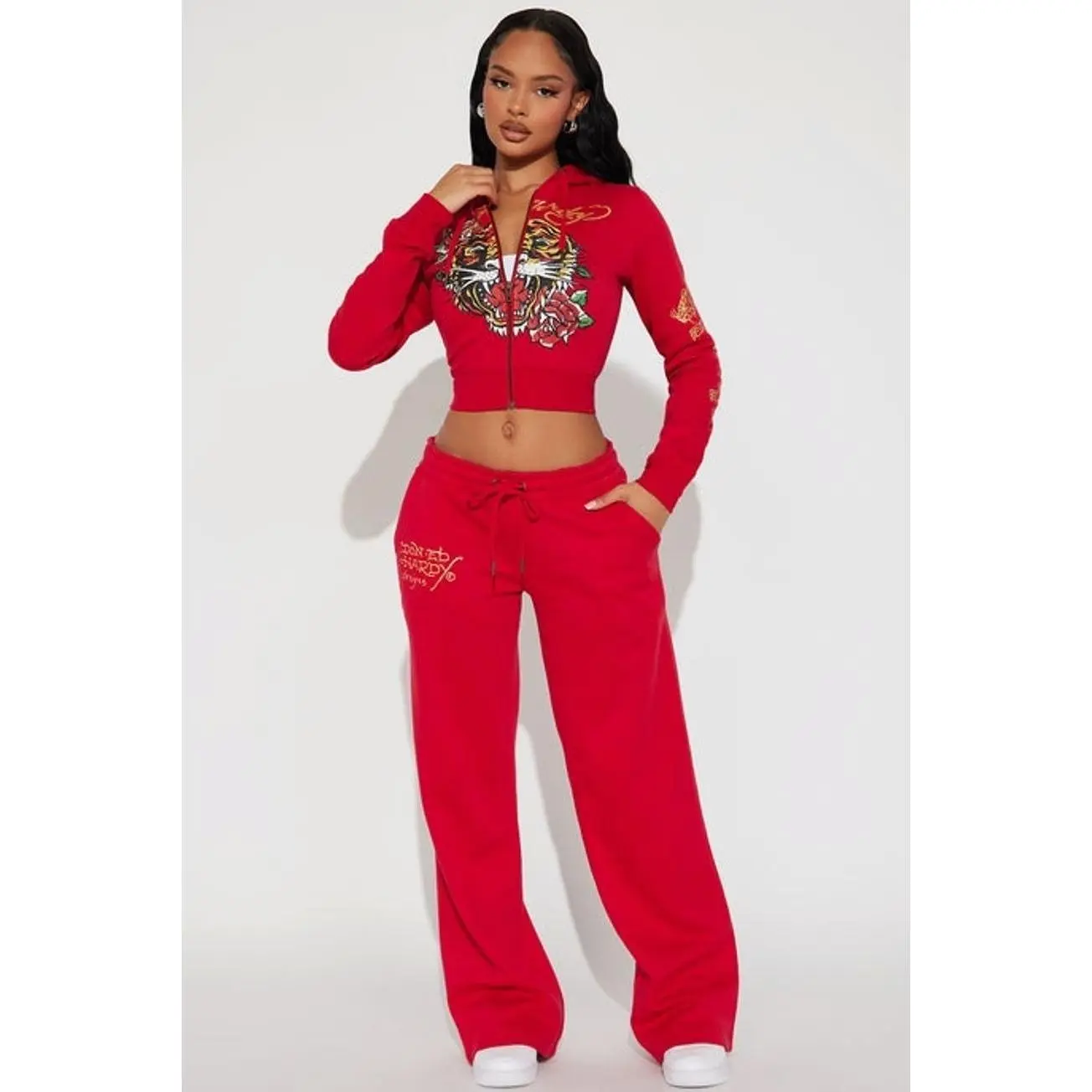 Ed Hardy Tiger Pant Set - Red X