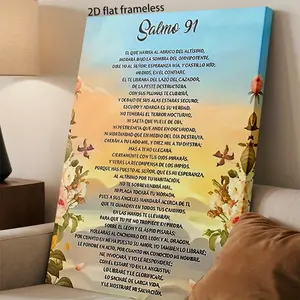 1pc Spanish & English Psalm 91 Verse Wall Art - Bilingual Religious Scripture Canvas Print with Spanish Text, Frameless Psalm 91 Latin America Hymn for Room,, Church Decor, Easy Peel & Stick Installation, 2D Flat, Perfect for Room Decor