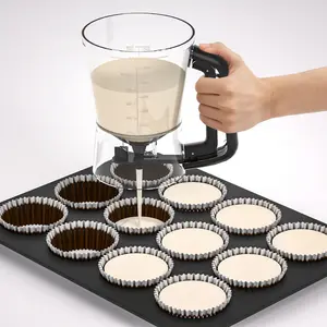 Batter Dispenser with Squeeze Handle and Measuring Labels for Cooking, Perfect Kitchen Tool for Pancakes, Cupcakes, Waffles, Muffins, Crepes and Baked Goods, Easy Pour Design for Precise Baking, Durable Bakeware Accessory
