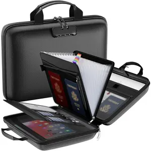 Fireproof File Organizer Box with Lock, Hard Shell Fireproof File Holder, Includes 13 File Pockets, Accordion Style, for Letters/a4 Files/laptops/passports
