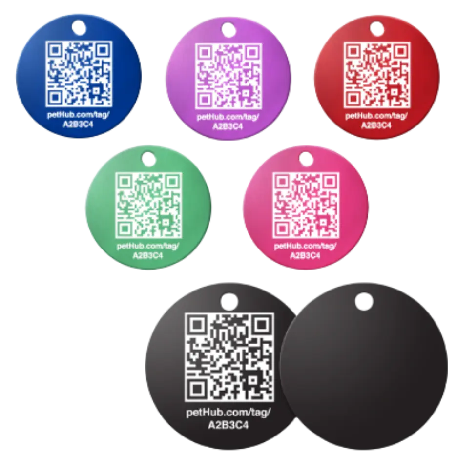 PetHub QR Pet ID Tag - Classic Aluminum, Customized Engravable Dual-Function Accessory for Dogs & Cats' Everyday Wear