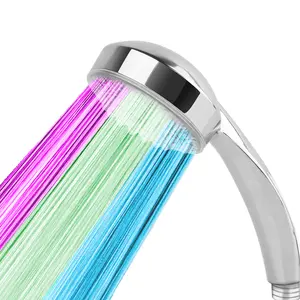 LED Shower Head Handheld Color-Changing Automatically Hydropower without Batteries with 7-Color Changing & Flexible Design for Water Conservation