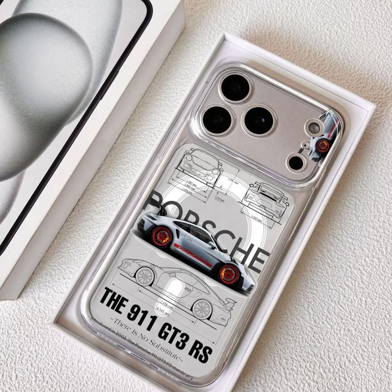 Sports GT3-RS P-Porsche Supercar-911 Phone Case Magnetic Clear Case for iPhone 17 16 15 14 13 12 11 Pro Max Plus | Reliable MagSafe Suction | Anti-Yellowing Slim Cover | Raised Edge Protection for Camera & Screen