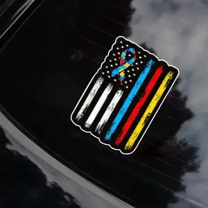 Autism Awareness Flag Car Decal, Universal Car Sticker for Vehicle Exterior Decoration, Durable Personalization Accessory with Easy Installation