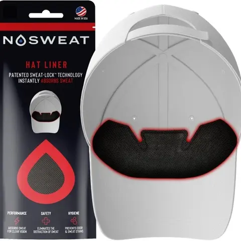 NoSweat Hat Sweat Liner 3-Pack - Patented SweatLock Technology, Lightweight Design, Hypoallergenic, Instantly Absorbs Sweat, Protects against makeup stains