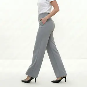 CQQNBV Women's Cargo Pants - Wide-Leg Casual Trousers with Pockets, High-Waisted Elastic Design, Petite/Regular/Tall Fits, Black, Straight-Leg Style, Stretchy Fabric, Contouring Waistband, Versatile for All Occasions
