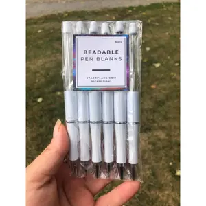 Beadable Plastic Pen Blanks - White - 6 Pieces