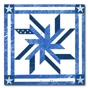 Courtside Market Quilt Square Blue & White 3 Canvas Wall Art - 16x16"