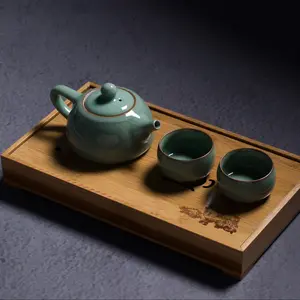 Longquan Celadon Ge Kiln Xishi 3 Head Teapot set