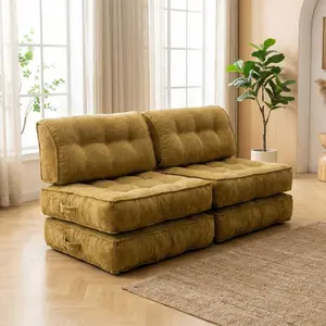 Large-Sized Modular Comfortable Fabric Modern Minimalist Couch - Living Room Suitable, Casual Sofa Set Compatible, Bagged Filling, Velvet Foldable Boneless Cloud Couch outdoorfun