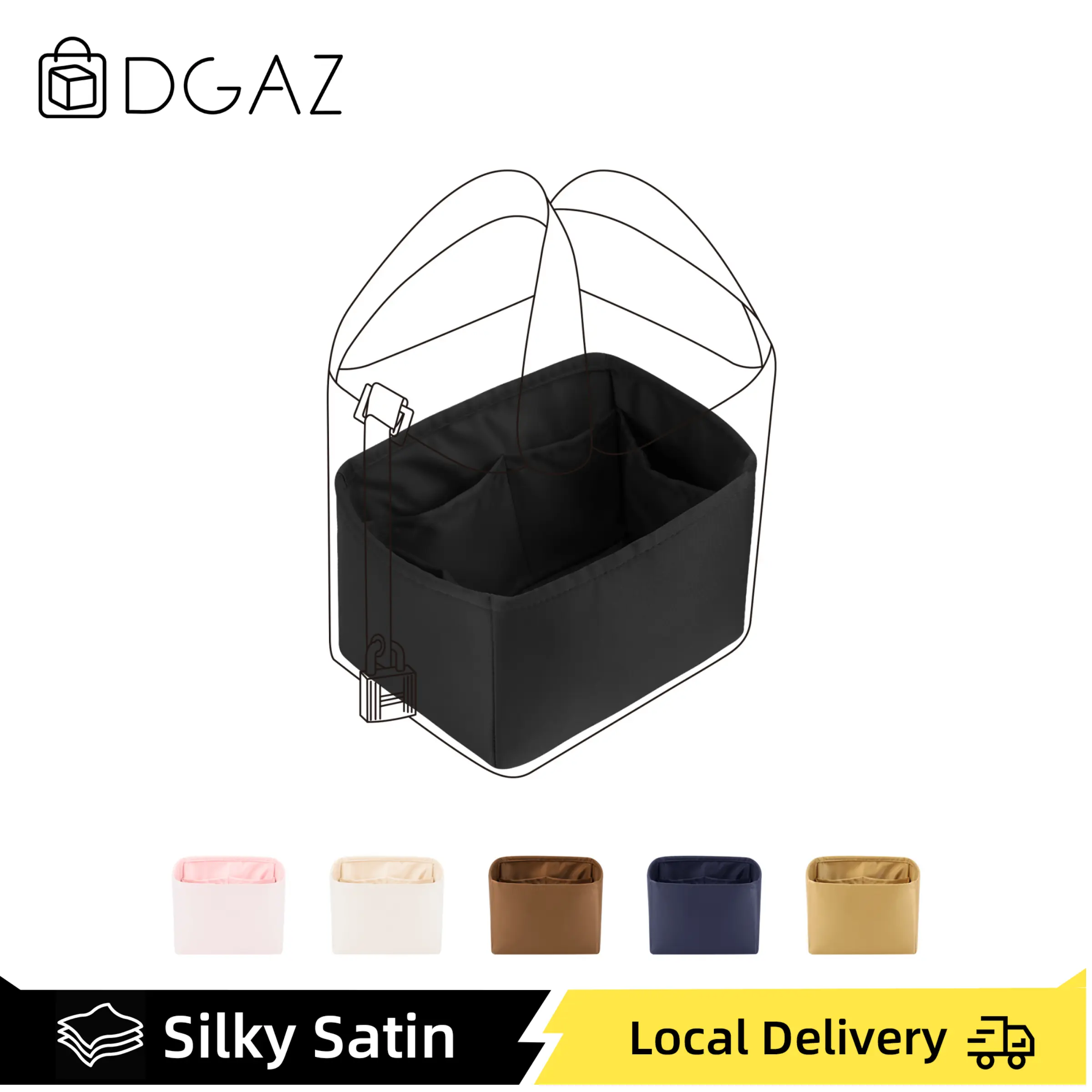 Fits Picotin 18/22 Bags DGAZ Silk Purse Organizer, Silky Smooth Luxury Handbag Shaper Tote Insert, Women Organizer Pouch Storage Accessories