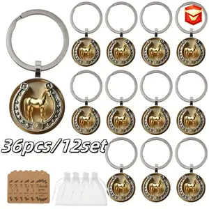 Gold Horse Pendant Pendant Keychain Lucky Horse Head Horseshoe Bag Band Gift