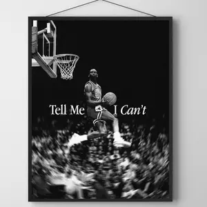 [Sale off up to 50%] [Free ship] [Frame] Legend Basketball Dunk Contest Poster – Tell Me I Can't Poster - Iconic Air Jordan Wall Art, Vintage Basketball Print for Sports Fans