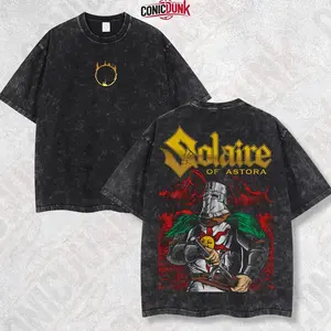 Solaire Of Astora Dark Souls 2-sides Retro Limited Vintage Lightweight Cotton Washed Tee with Full Size - Perfect Gift for Game Fans and Lovers JG8 D39