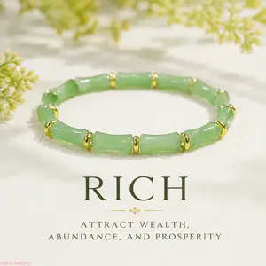 Women's 2026 Trendy Adjustable Lucky Bamboo Knot Bracelet Crystal Feng Shui Charm Chinese Style Beaded Fashion Jewelry Daily Wear Perfect Lunar New Year Gift Costume Accessory Hot Style