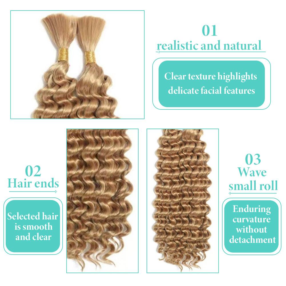 Deep Wave Bulk Hair for Braiding 24 Inch 2 Packs, Synthetic No Weft Boho Braiding Hair Extensions, Lightweight Durable for Black Women Crochet Braids, Party Festival Daily Wear Deep Wave Bulk Hair for Braiding 24 Inch 2 Packs, Synthetic No Weft Boho Braiding Hair Extensions, Lightweight Durable for Black Women Crochet Braids, Party Festival Daily Wear