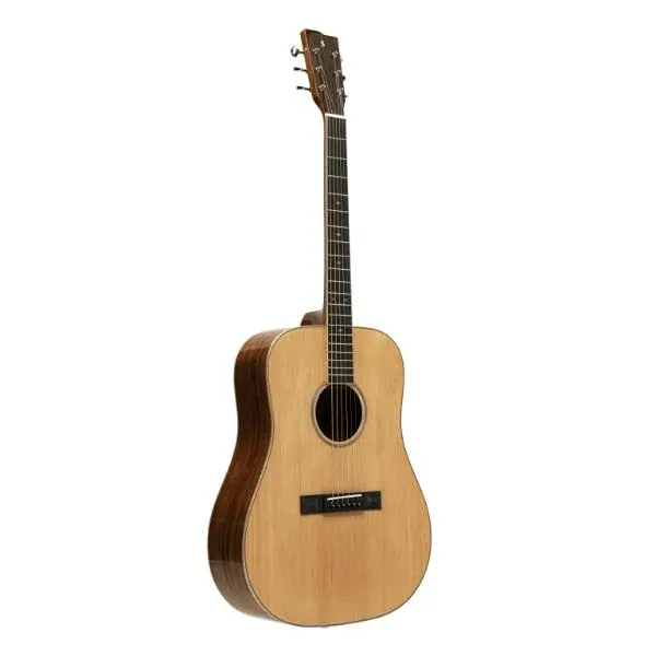 Stagg 27342 Dreadnought Acoustic Guitar - Spruce Top, Acacia Back, Mahogany Accents, 44mm Nut Width, Bone Nut, Balanced Design, Natural Finish, High Gloss, Maple Details, Black ABS Parts, Snowflakes Motif, Ideal for Beginners, Everyday Use