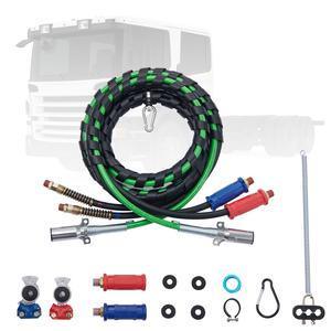 【fathersdaygift】VEVOR 12FT Semi Truck Air Lines Kit with 2PCS Glad Hands,3-in-1 Air Hoses & 7 Way ABS Electric Power Linewith 2PCS Gladhand Handles4PCS Seals and Tender Spring Kit for Semi Truck Trailer Tractor, Vehicle Accessories,father'sdaygifts