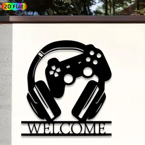 1pc Gaming Headset & Controller Metal Wall Art,Gaming Headset & Controller Statue Mural, Ideal Gift for New Year, Christmas, Gaming Enthusiasts,  Perfect for Living Room Wall & Garden Fence Gaming Enthusiasts