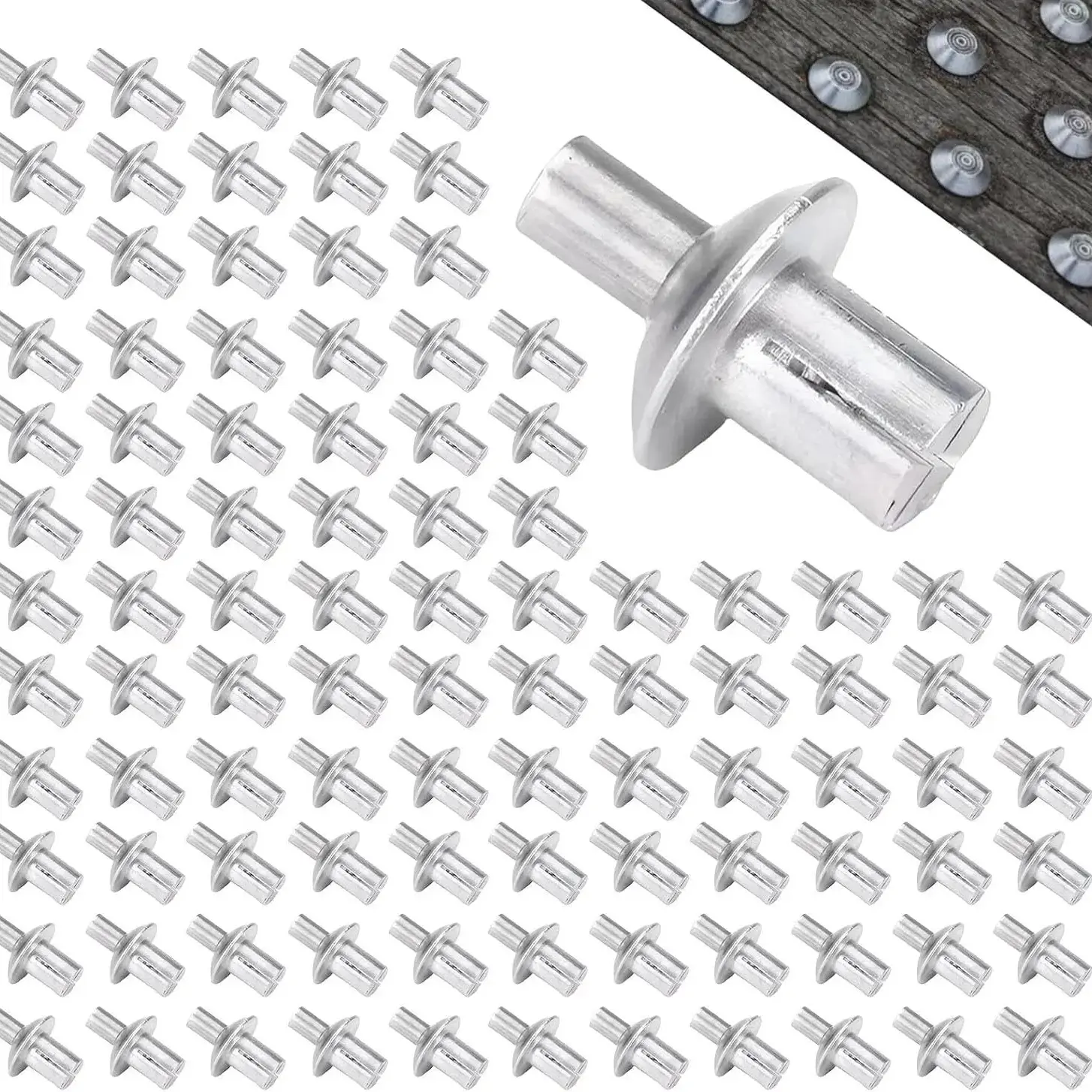 30pcs Aluminum Half Round Head Hammer Drive Blind Rivets - Aluminum Core Knock-Type Expansion Rivets with Secure Hold for Home, Electronic Applications (Automotive & Motorcycle Interior Molding Use)