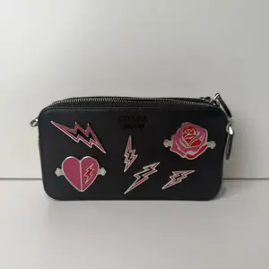 Pre-owned PRADA Leather Mini Bags Black Crossbody Bag with Pink Accents PR4JX