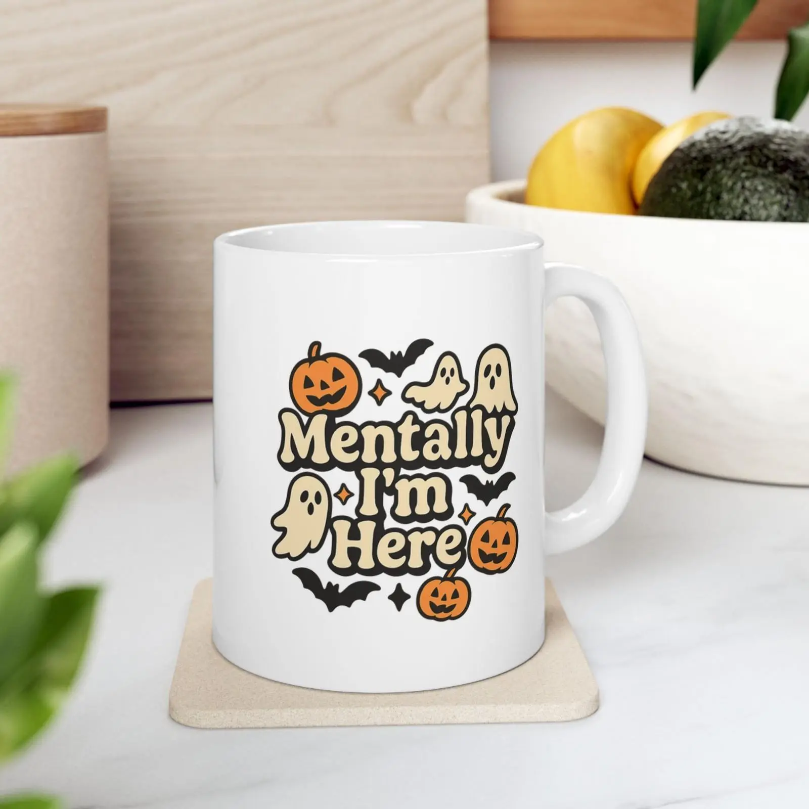 Halloween Ceramic Mug, Ghosts & Pumpkins Design, Spooky Coffee Cup, Fall [...]