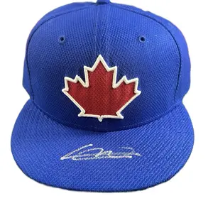 Vladimir Guerrero Junior Autographed Baseball Hat Size 7 7/8 JSA Certified Blue Maple Leaf Design