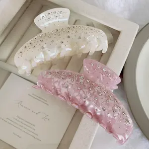 Korean Style Light Luxury Full Diamond Heavy Industry Acetate Hair Claw Clip INS Niche Temperament Advanced Commuting Hair Claw New Arrival